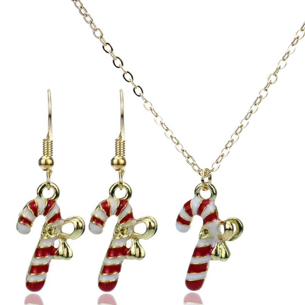 2021 Christmas Candy Cane Jewelry Set Necklace Earring Sets Christmas ...