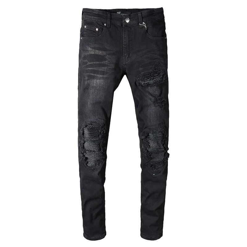 2020 New Style Brand New Mens Jeans Distressed Ripped Biker Jeans Slim