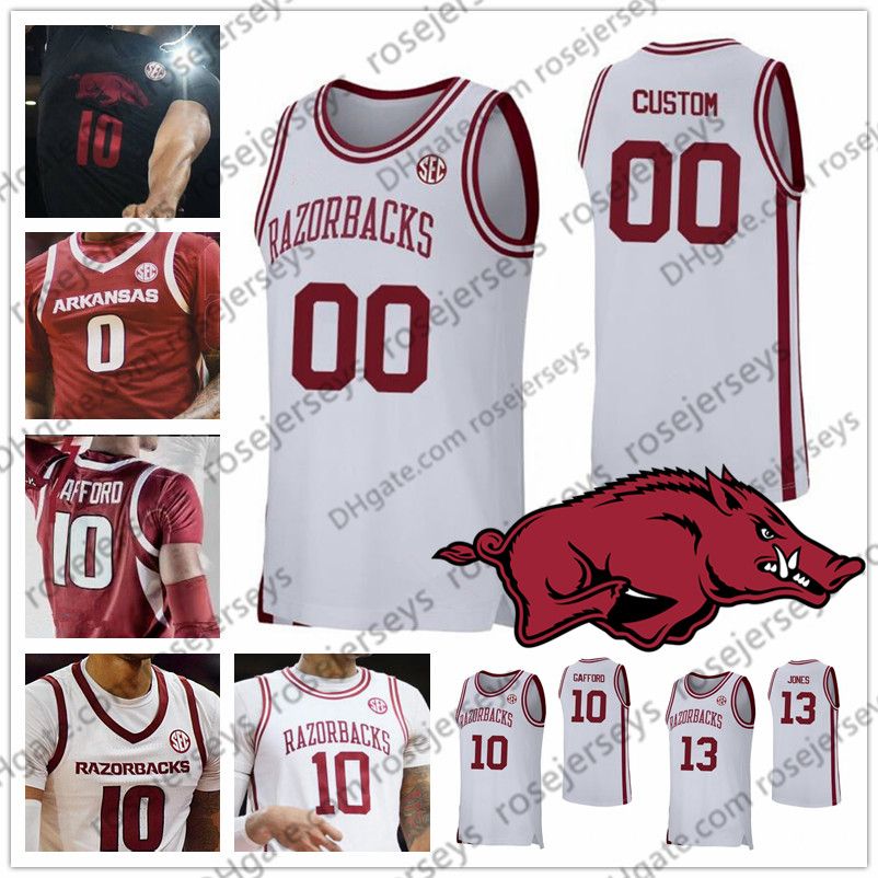 Custom Arkansas Basketball Red White Black Any Name Number 10 Daniel Gafford 1 Isaiah Joe 13