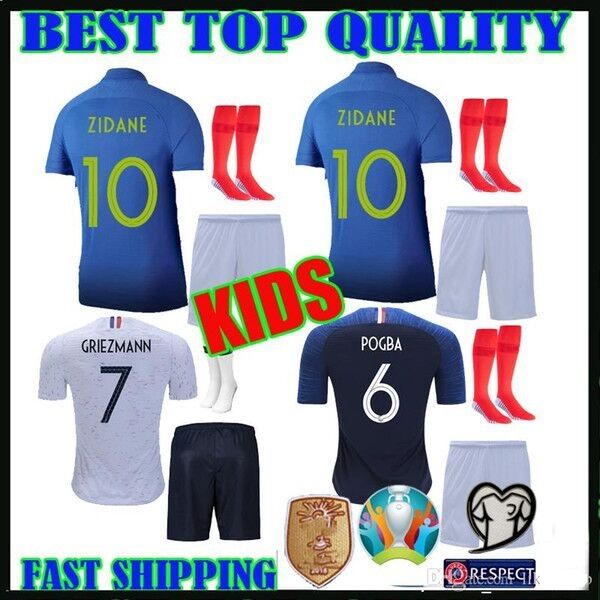 Maillots De Foot Enfant Maillot De Foot Enfant 2019 Kit Maillots De Foot Mbappe 2 étoiles Deux Etoiles Equipe De France