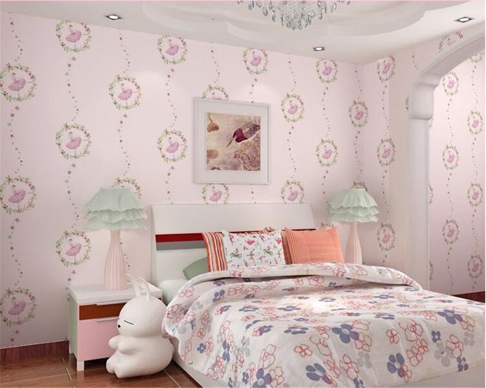 Green Paper Wall Children S Room Girl Bedroom Bedside Green Paper Wall Children S Room Girl Bedroom Bedside Background Wallpaper Ballet Pattern Papel De Parede Behang