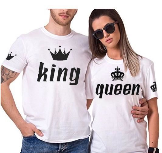 King Queen Couple Matching T Shirts Short Sleeved T Shirts Print