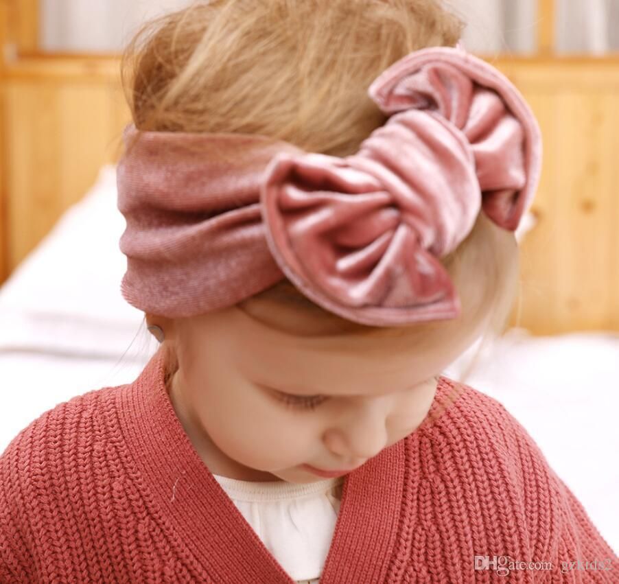 2021 INS New Kids Hair Belt Baby Tie Golden Velvet Fat Bow Hair Belt