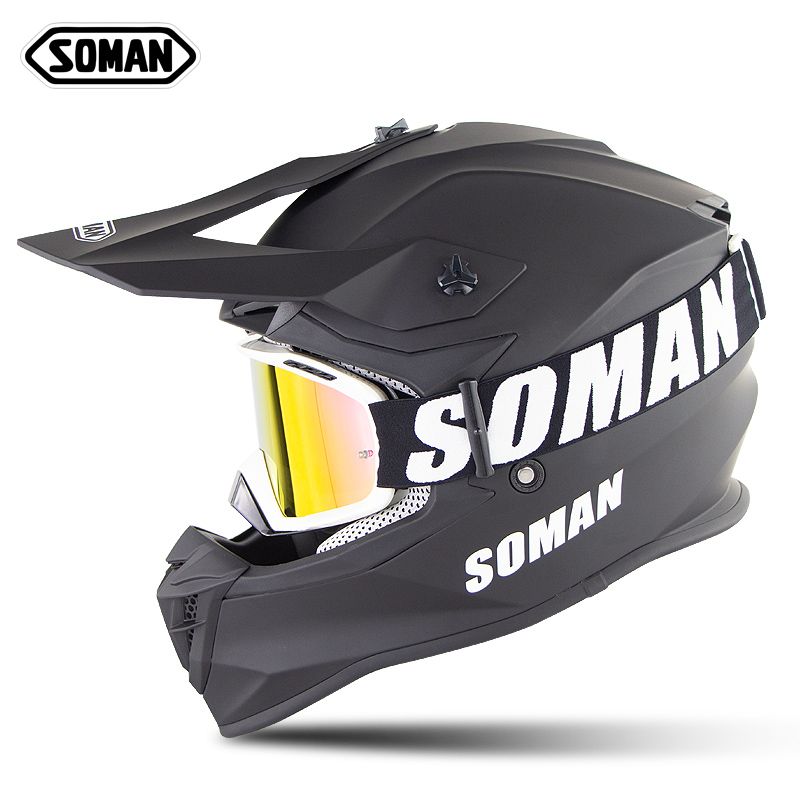 Casque Moto de Motocross de Route Casque de Moto de Cross Country Casque de Course de Quatre Saisons Route Casque de Sport avec Masque /à Lunettes et Gants