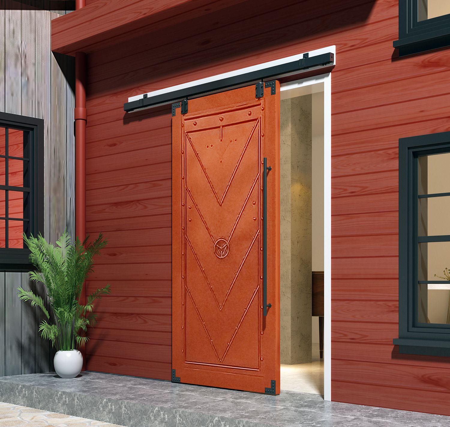 Discount DIYHD 5FT 8FT Smooth Black Box Rail Heavy Duty Barn Door Hardware Interior Outside Door Discount DIYHD 5FT 8FT Smooth Black Box Rail Heavy Duty Barn Door Hardware Interior Outside Door