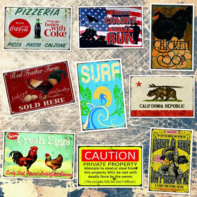 California Republic Dikkatli Tavuk Coop Sörf Taze Yumurta Amerika Win Kalay Işareti Vintage Metal Işaretleri Ev Bar Cafe Duvar Garaj Dekor Posteri
