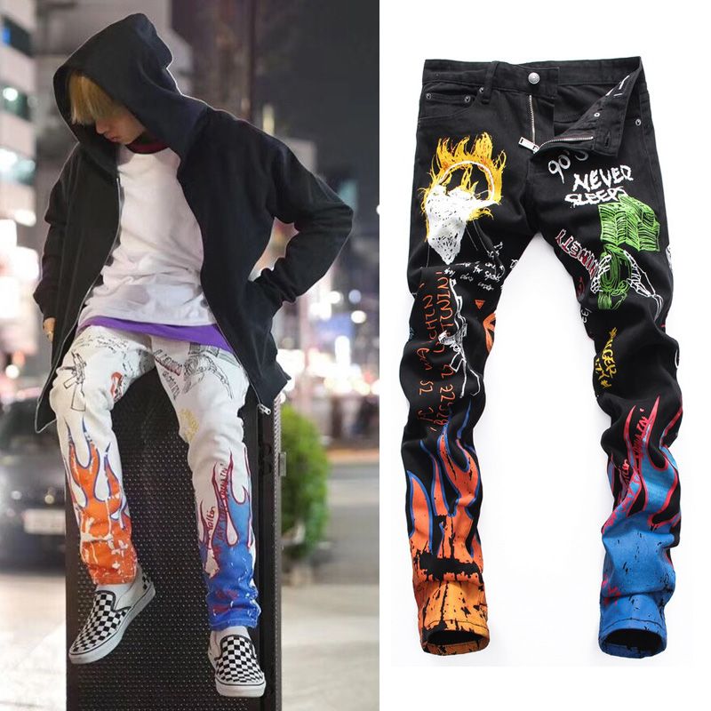 graphic skinny jeans