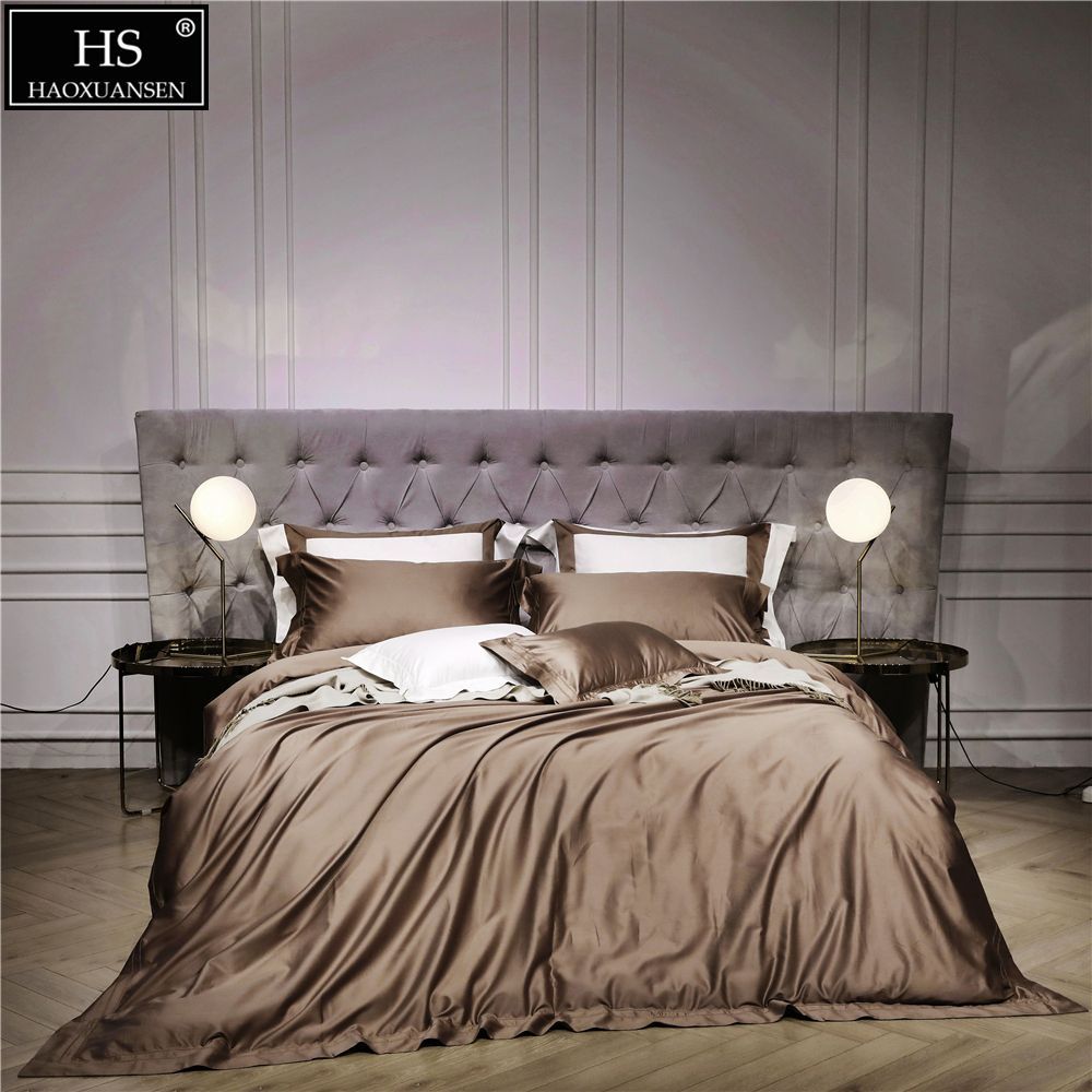 140s Egyptian Coffee Luxury Modern Bedding Set King Queen Bed Sheet 140s Egyptian Coffee Luxury Modern Bedding Set King Queen Bed Sheet Duvet Cover Pillow Shams Simple Bright Hollow 1000tc California Sets
