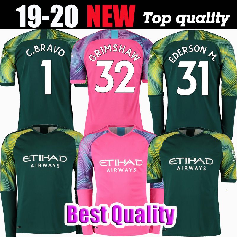 2019 2019 2020 Manchester Goalkeeper Long Sleeve Soccer Jersey KUN AGUERO Home Away 2019 ...