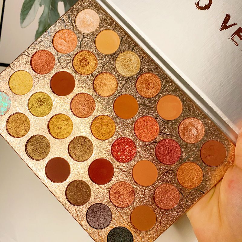 Brown Orange Matte Pearlescent Glitter Sequins Eyeshadow Palette