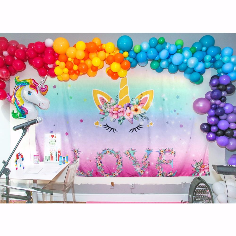 OurWarm Unicorn Party Backdrop Unicorn Photo Backdrop Baby Shower Rainbow Birthday Themed Party