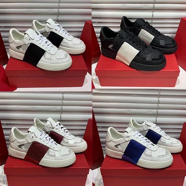 New Arrival Men Women VL7N Embossed Leather Sneaker Black White Suede ...