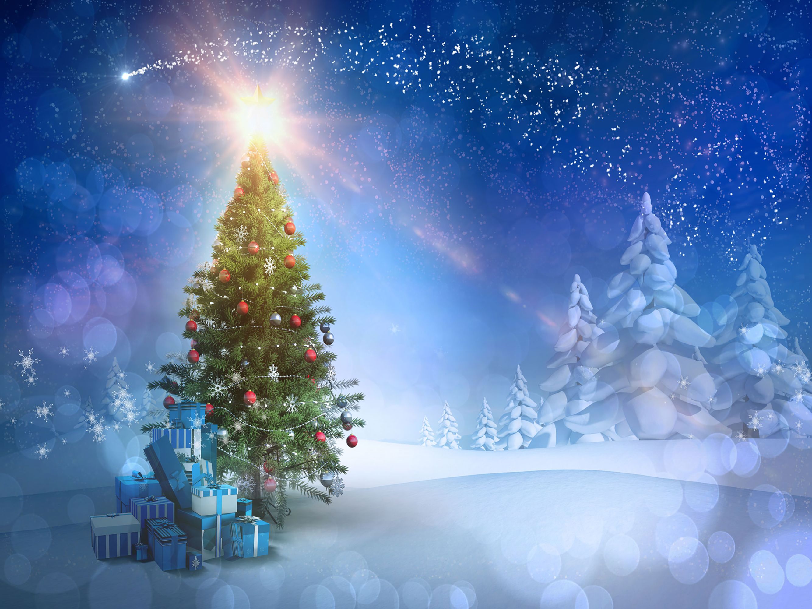 2019 Christmas Tree Gift Box Snow Vinyl Photography Backdrops Winter