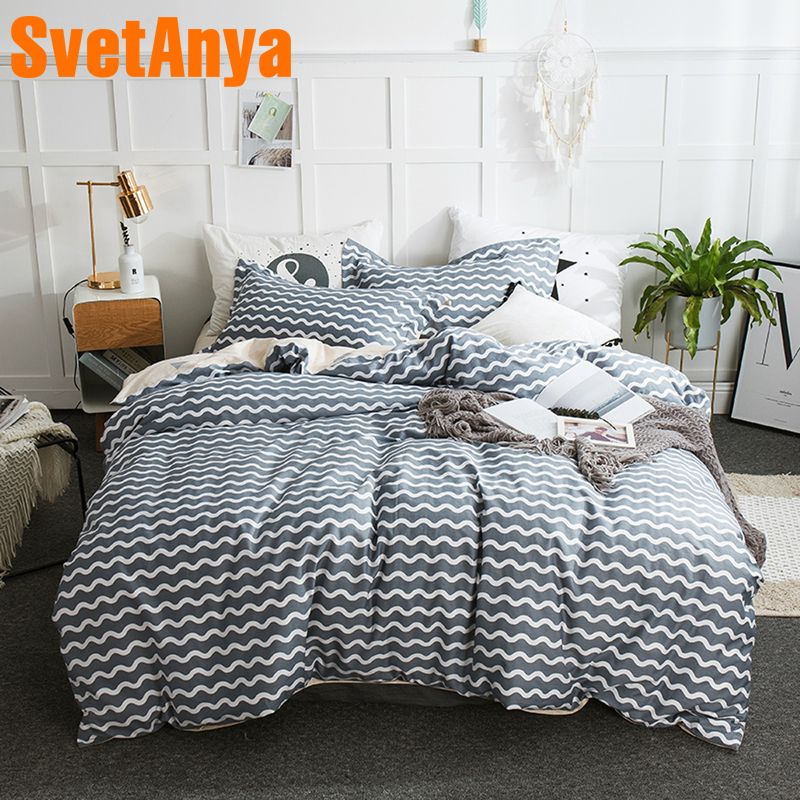 Svetanya Gray Cotton Bedding Set Sheet Pillowcase Quilt Cover Teens Boys Bedlinens Single Double Queen Full King Size