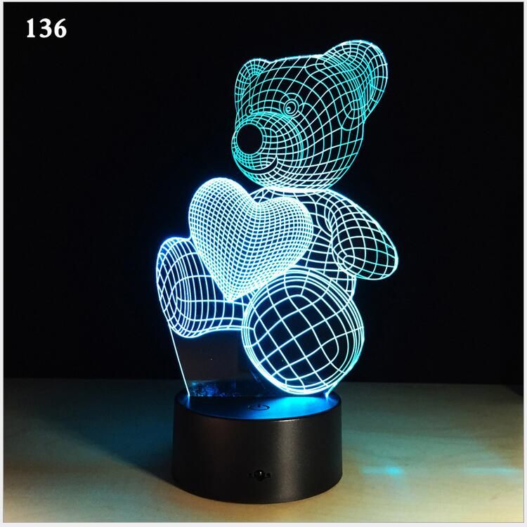 Cadeau Ours Dessin Animé Nouveauté Amour Table Batterie Usb Changement Bureau 3d Forme Coeur De Led Kid Nuit Lumière Lampe 0N8nOPZwkX