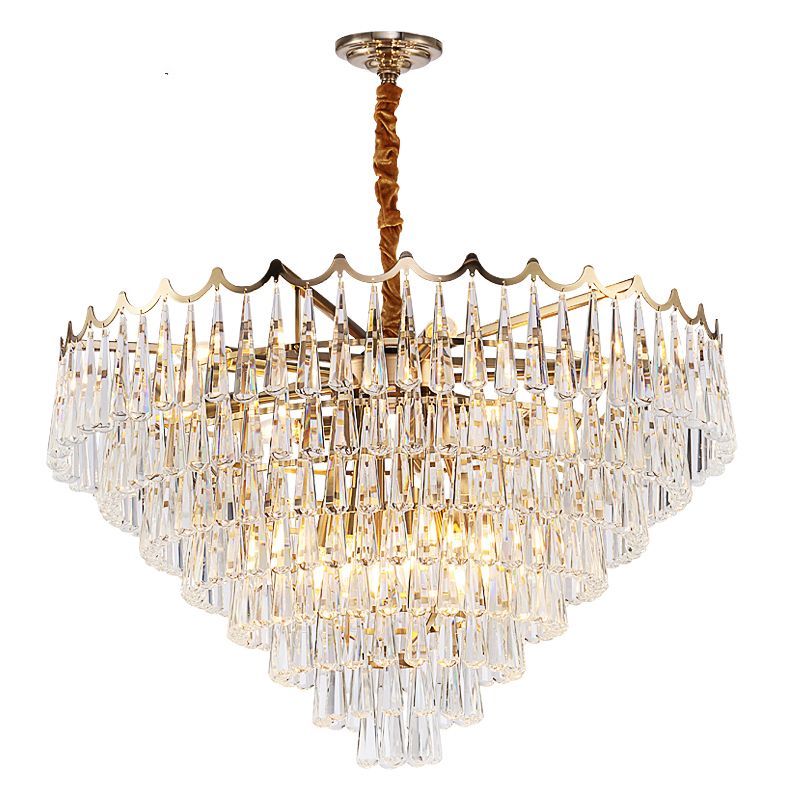 Led Luxury Chandelier Lighting Gold Hanging Crystal Light Fixture Living Dining Room Cristal Re Home Decoation Lamp Ups