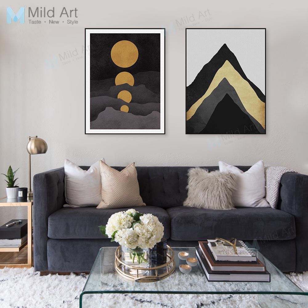 2019 Modern Abstract Gold Black Moon Mountain Poster And Prints 2019 Modern Abstract Gold Black Moon Mountain Poster And Prints Nordic Style Living Room Wall Art Pictures Home Decor Canvas Painting From Shengzhenming