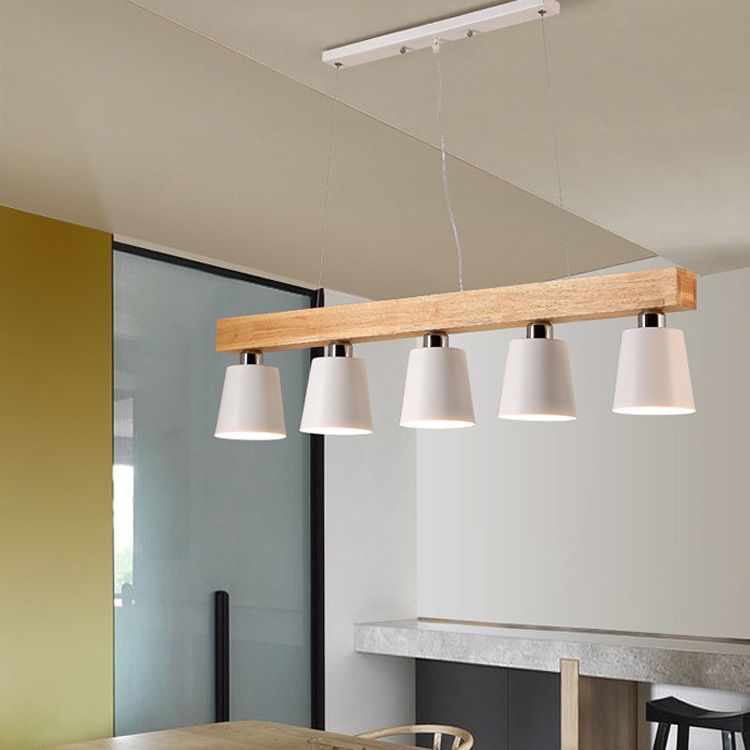 Jess Nordic Design Pendant Lights With Triple Metal Lampshade Lamparas Colgantes Modern Wood Hanging Lamp E27 Suspension Light