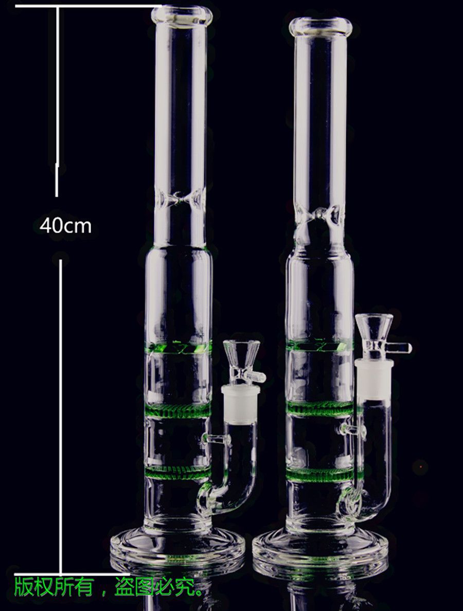 2020 QBsomk Glass Bongs 3 Layer Percolator Triple Bong Oil
