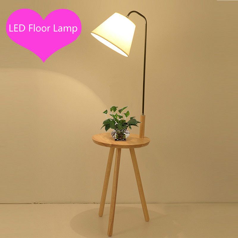2019 Artpad Nordic Tripod Wooden Floor Lamp With Wood Shelf Fabric 2019 Artpad Nordic Tripod Wooden Floor Lamp With Wood Shelf Fabric Lampshade E27 Modern Led Standing Lamps For Living Room From Yuancao