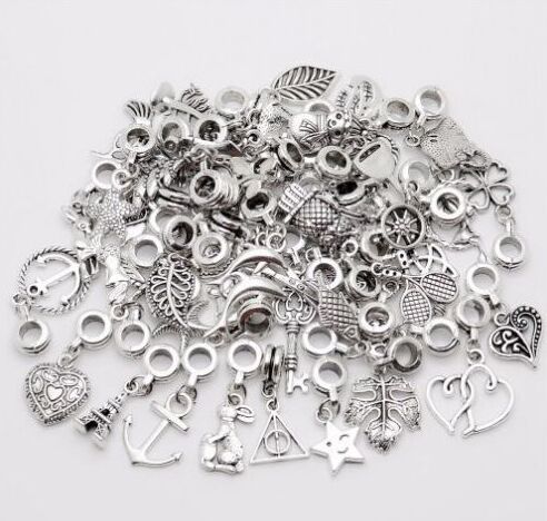Free 10//100pcs Silver Plated Mixed Charms Bracelet Lobster Clasp Jewelry Making