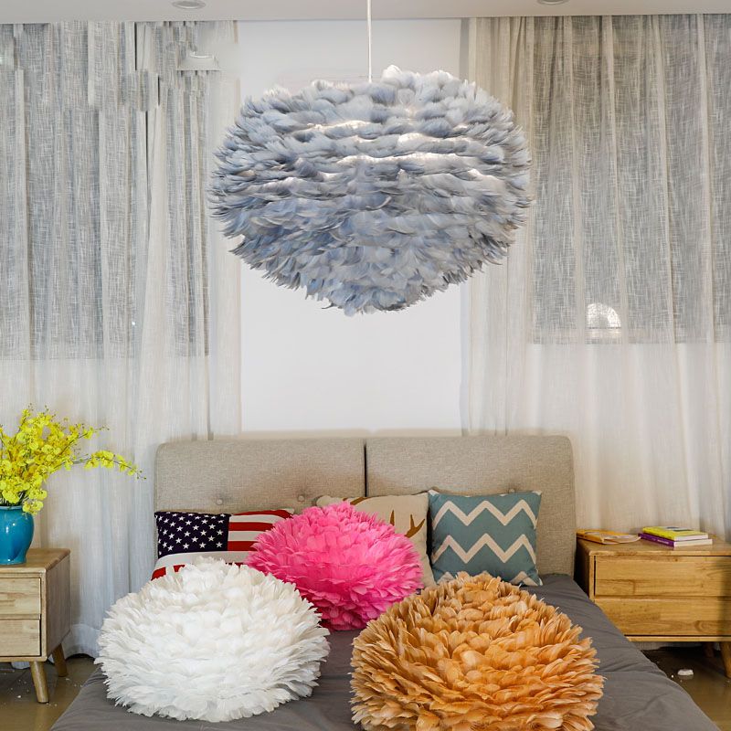 Romantique Chambre D Oie Lampe Suspens Salon Hanglamp E27 Lumière Plume Pour Éclairage Suspension Lustre GVqUpjzMLS