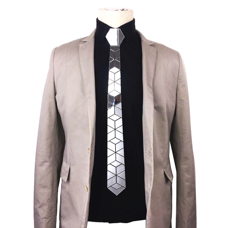 Fashion Slim Silver Mirror Necktie For Men Wedding Party Costume Tie