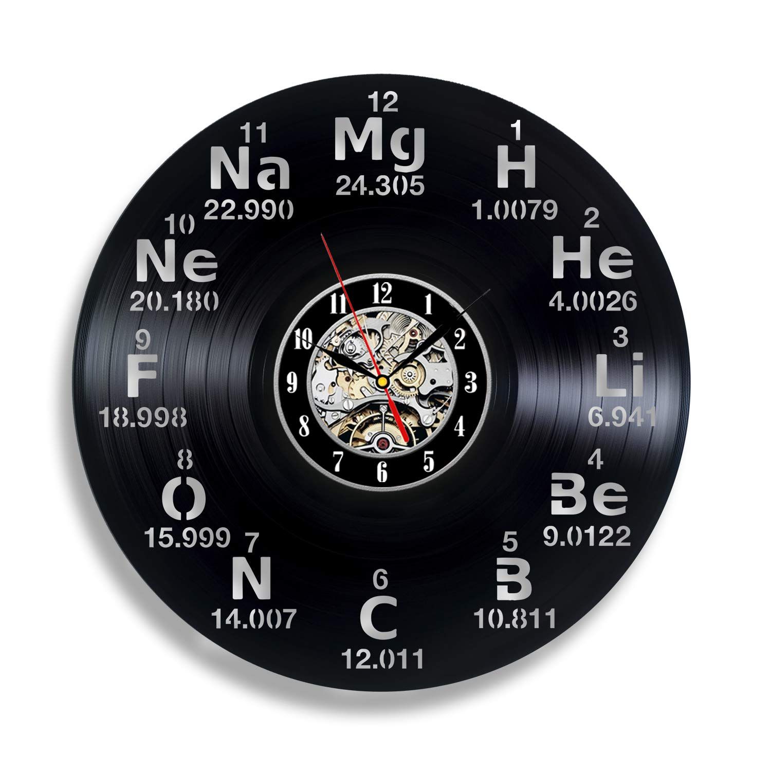 Chemistry Science Periodic Table Circle Vinyl Wall Clock Art Home Decor Interior Design Childrens Room Living Bedroom Nursery Decoration