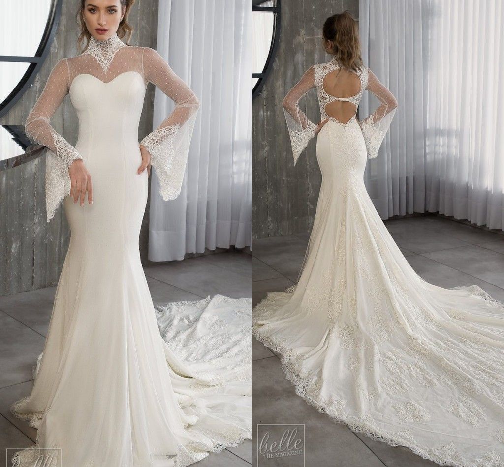 Sheath High Neck Wedding Dress