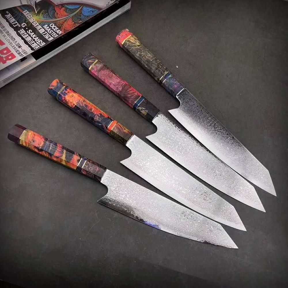 Damascus Steel Chef Knife Japanese Santoku Utility Knives Sharp Cleaver