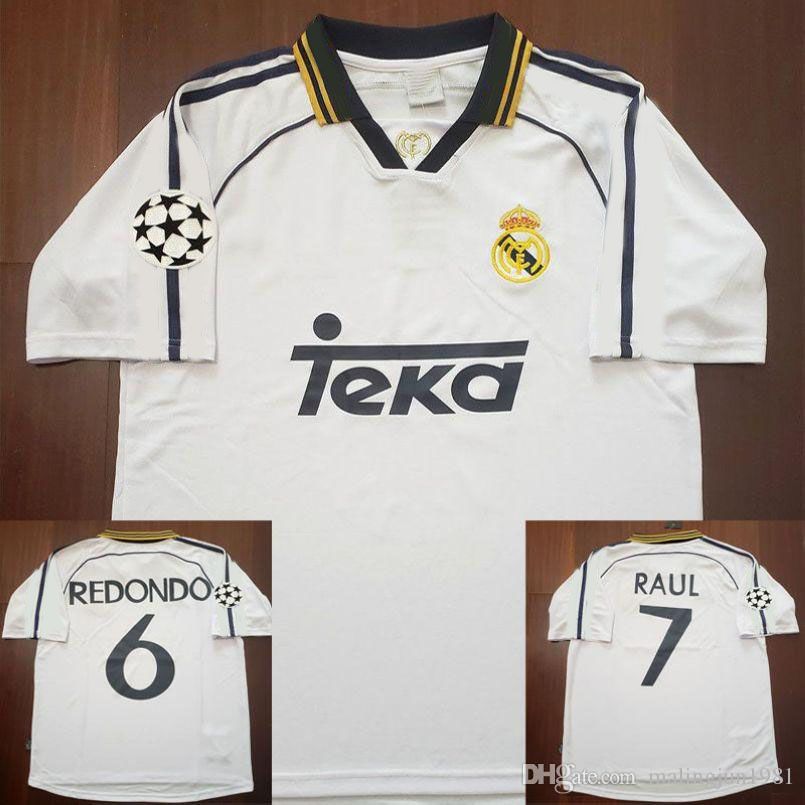 98 99 00 Real Madrid Retro Soccer Jersey Camisetas De