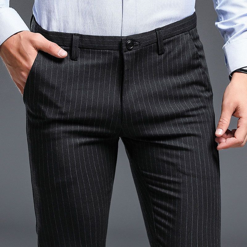 mens black striped dress pants