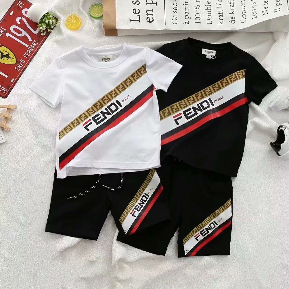 2019 100 Cotton High End Children'S Short Sleeved T Shirt Brand F Letter Shirt Fashion Sports