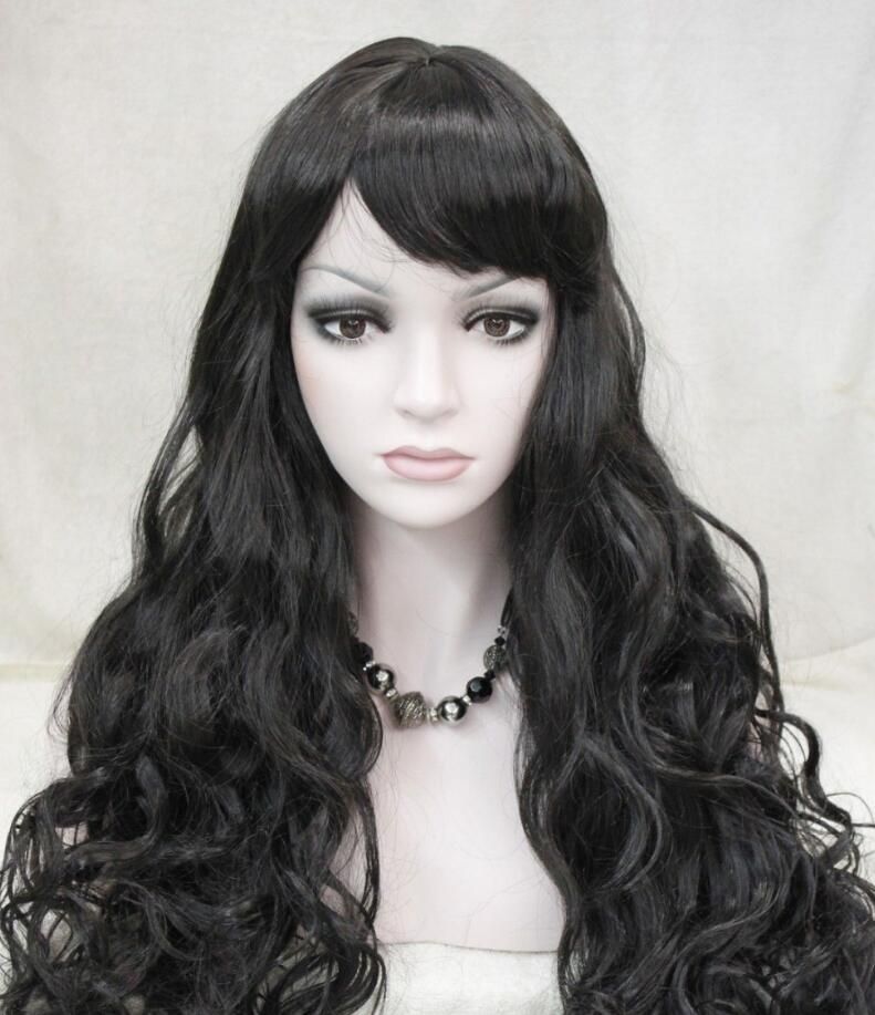Wig Zcd Natural Black Long Curly Fluffy Spike Women Ladies Wig