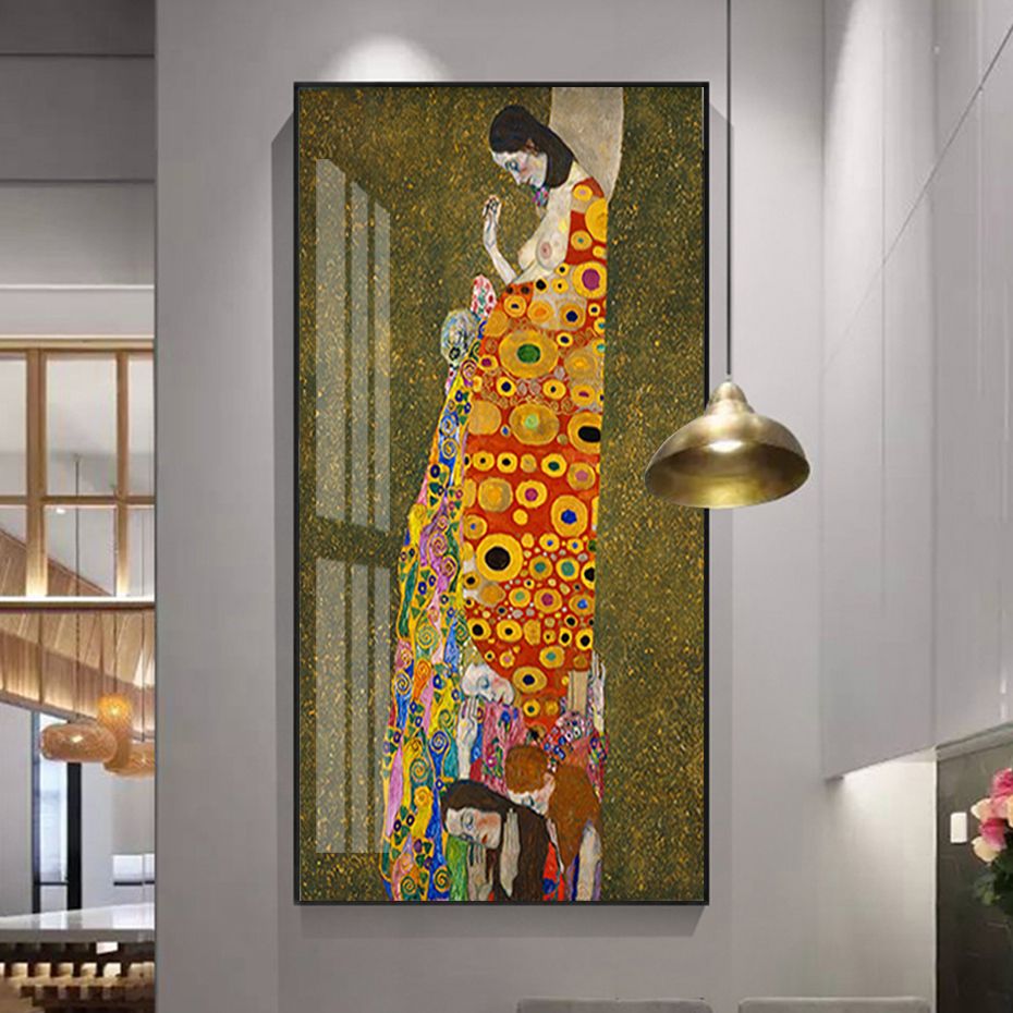 2021 Kiss By Gustav Klimt Hope, II Wall Art Print Poster Canvas Painting Home Decorations For