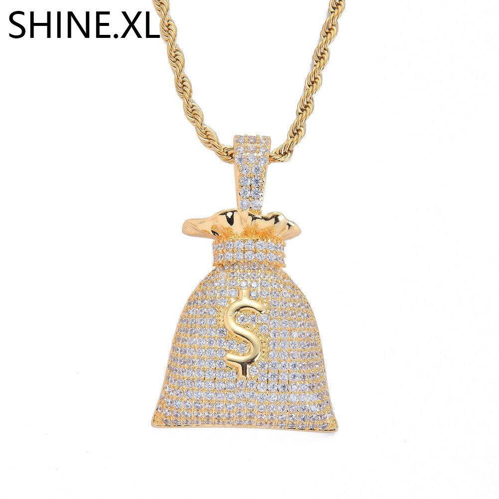 Triostar 14K Gold Plated Simulated Diamond Studded 925 Sterling Silver Designer Pendant Necklace Jewelry