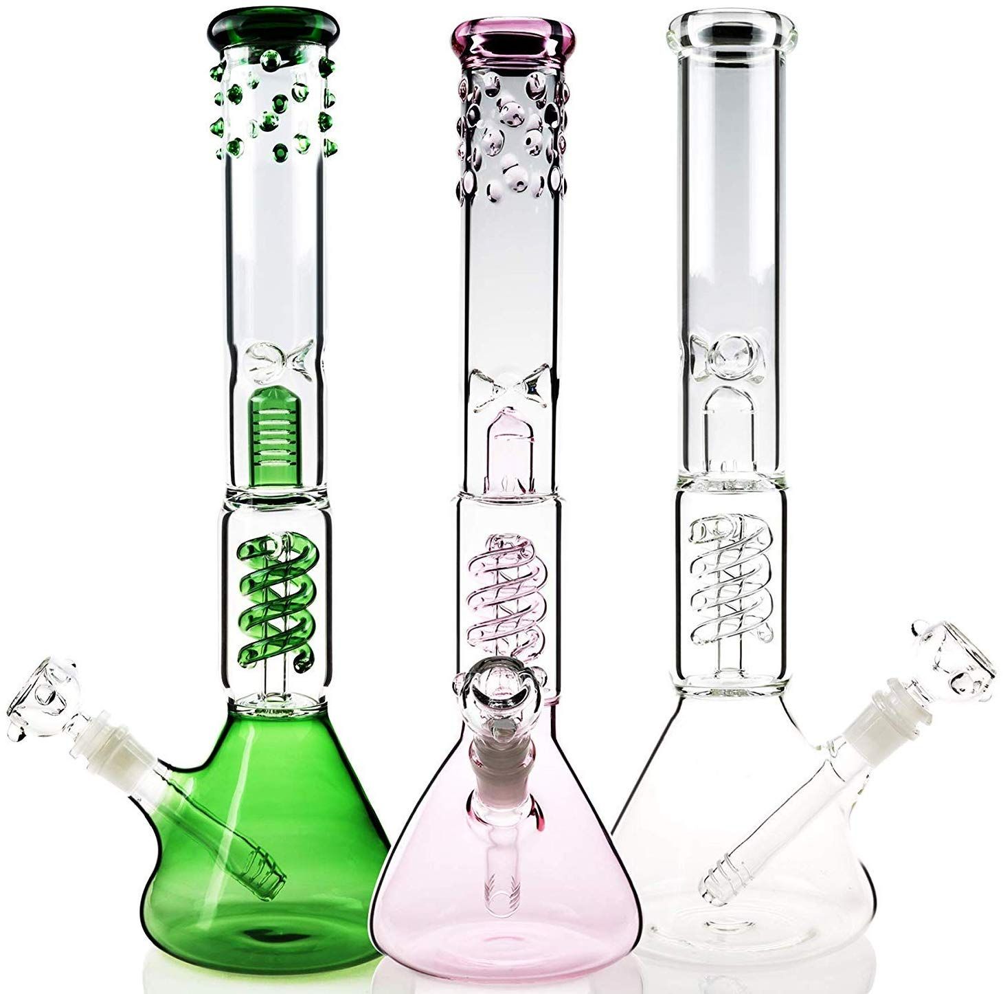 2019 Newest Glass Bong Water Pipes Pink Spiral Percolator Oil Rigs