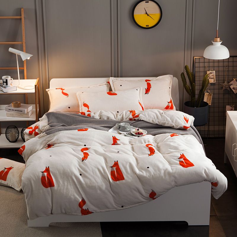 Winter Fox Bedding Sets Thick Fleece Fabric Set Bed Linen Winter Fox Bedding Sets Thick Fleece Fabric Set Bed Linen Duvet Cover Sheet Pillowcase Comforter From Yuntengfu44190