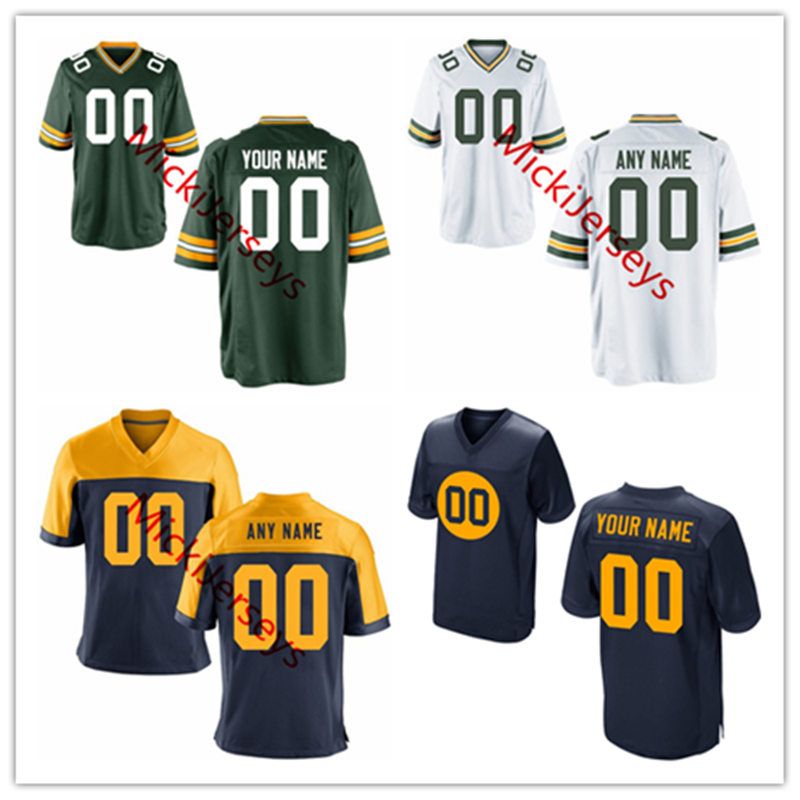 2020 Mens Womens Youth Kids Custom Green Bay Football Jersey Home White Away Black Alternate