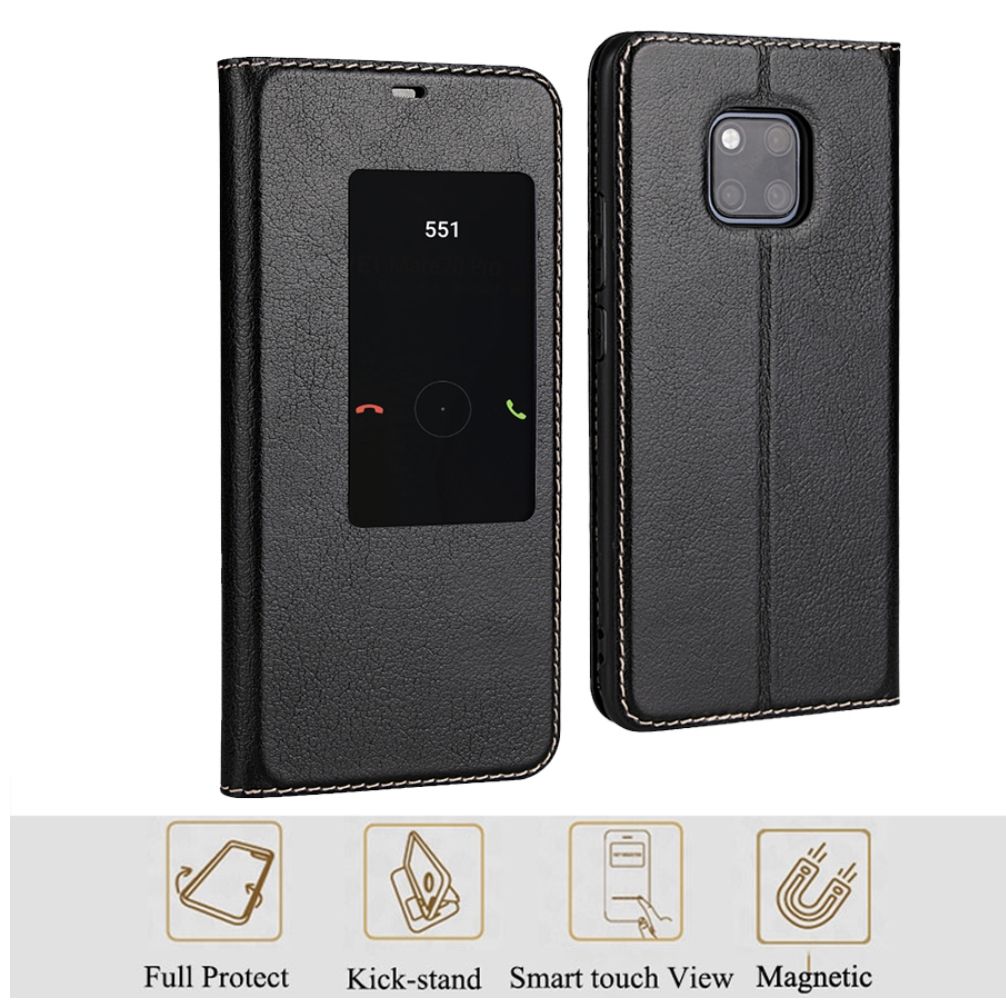 Luxury Genuine Leather Flip Case For Huawei Mate20 Pro Smart Touch