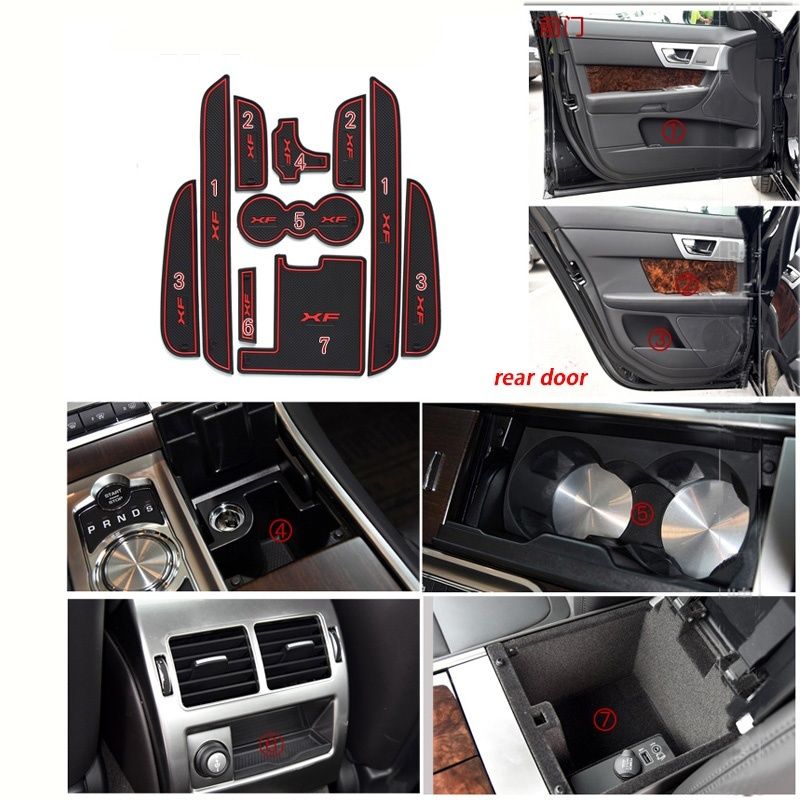 10pcs Set Auto Parts Car Accessories Interior Door Rubber Non Slip Cup Mat Holder Gate Slot Pad For Jaguar Xf 2011 2015 Pro Slot G