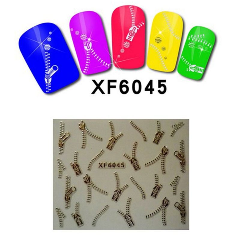 1 Sheets 3d Nail Art Metallic Gold Zipper Design Water Transfer Nail 1 Sheets 3d Nail Art Metallic Gold Zipper Design Water Transfer Nail