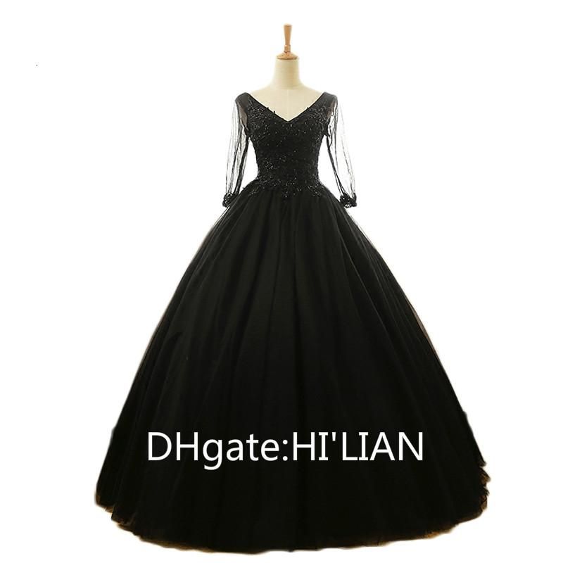 compre vestido de gala vestidos de novia largos negros 2018 foto