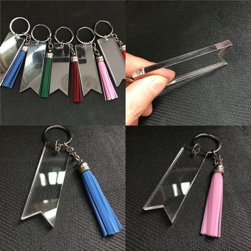 Tassel Glitter Keychain Charms Fashion Acrylic PVC Key Ring Multicolor