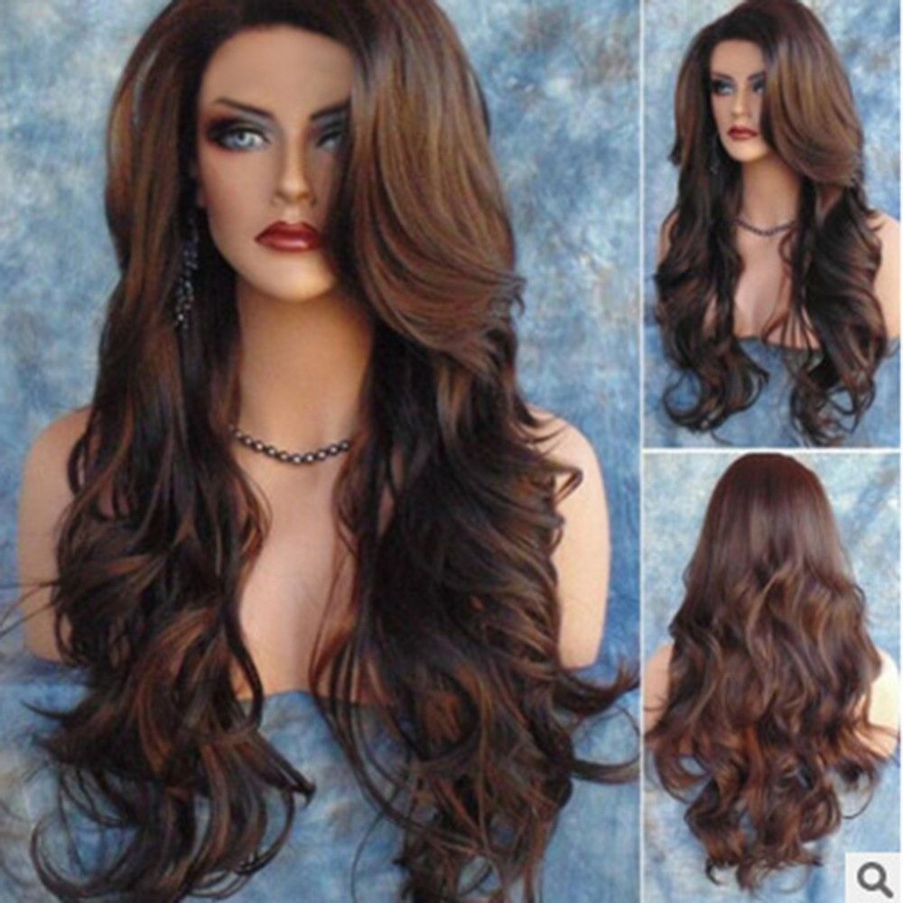 Long Loose Wavy Wig Syntheic Wig Front Curly Full Natural Hair