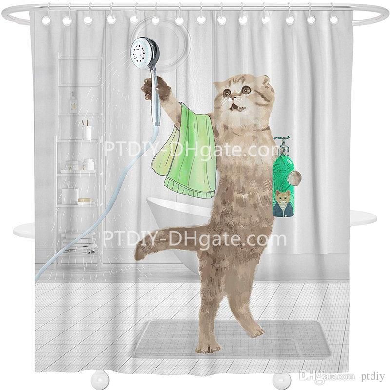 2019 Cat Shower Curtain Animal Fabric Bathroom Decor Set No Chemical 2019 Cat Shower Curtain Animal Fabric Bathroom Decor Set No Chemical Odor Rust Proof Grommets Funny Taking A From Ptdiy1 21 36 Dhgate Com