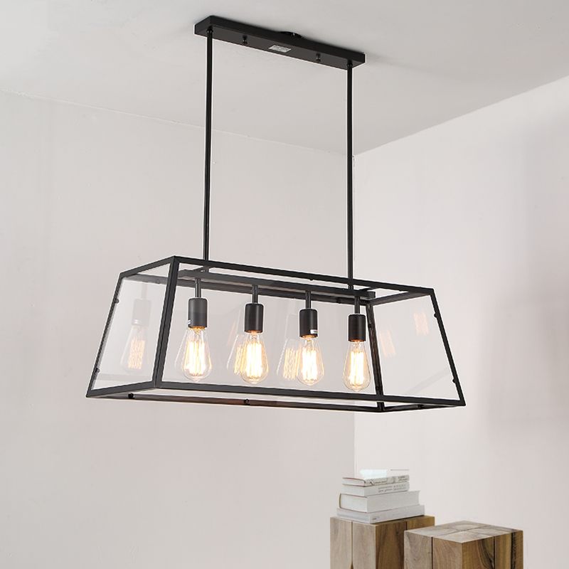 Vintage Wrought Iron Chandelier Rectangular Glass Box Restaurant Vintage Wrought Iron Chandelier Rectangular Glass Box Restaurant Cafe Creative Personality Living Room Lamp Chandeliers Pendant Modern Ceiling
