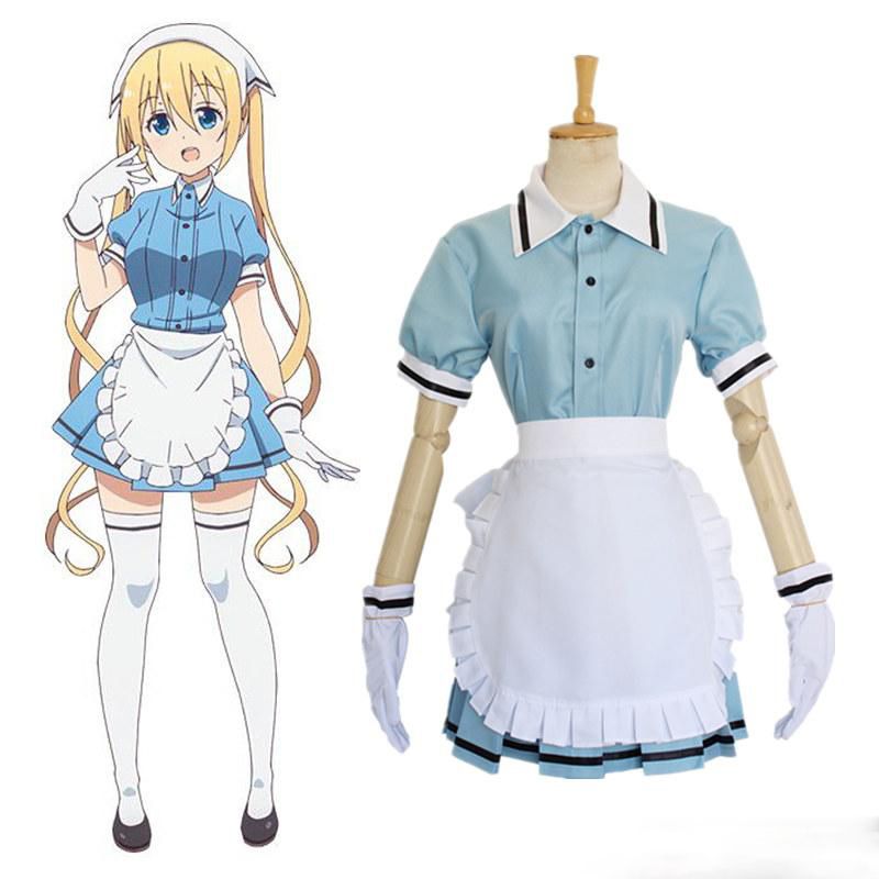 Hinata Kaho Cosplay Costumes Japanese Anime Blend S Blue Maid Outfit