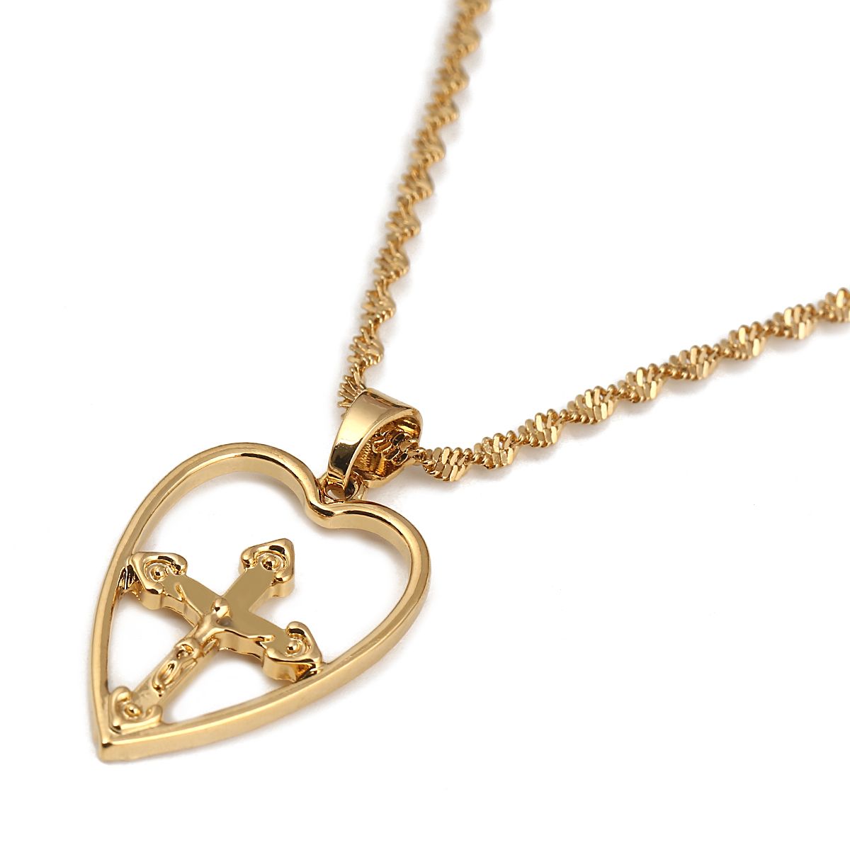 Wholesale Religious Love Heart Jesus Pendant Necklace For Women Gold