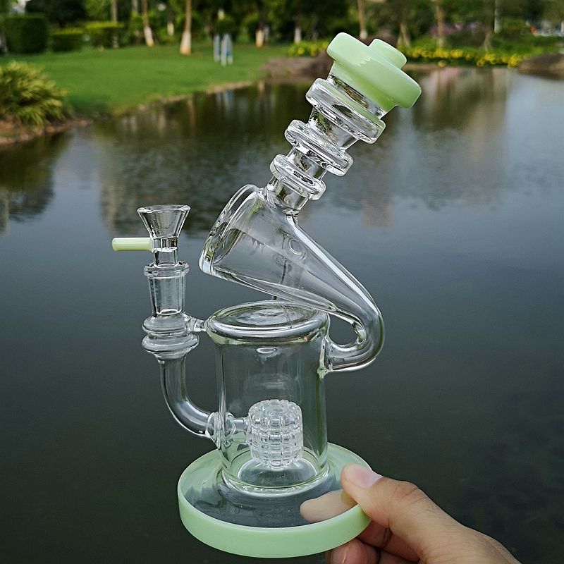 2020 Unique Bong Recycler Glass Bongs Bridcage Perc Glass Water Pipe